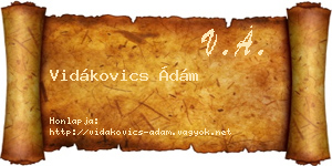 Vidákovics Ádám névjegykártya